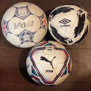 Lot of 3 size 5 soccer balls.